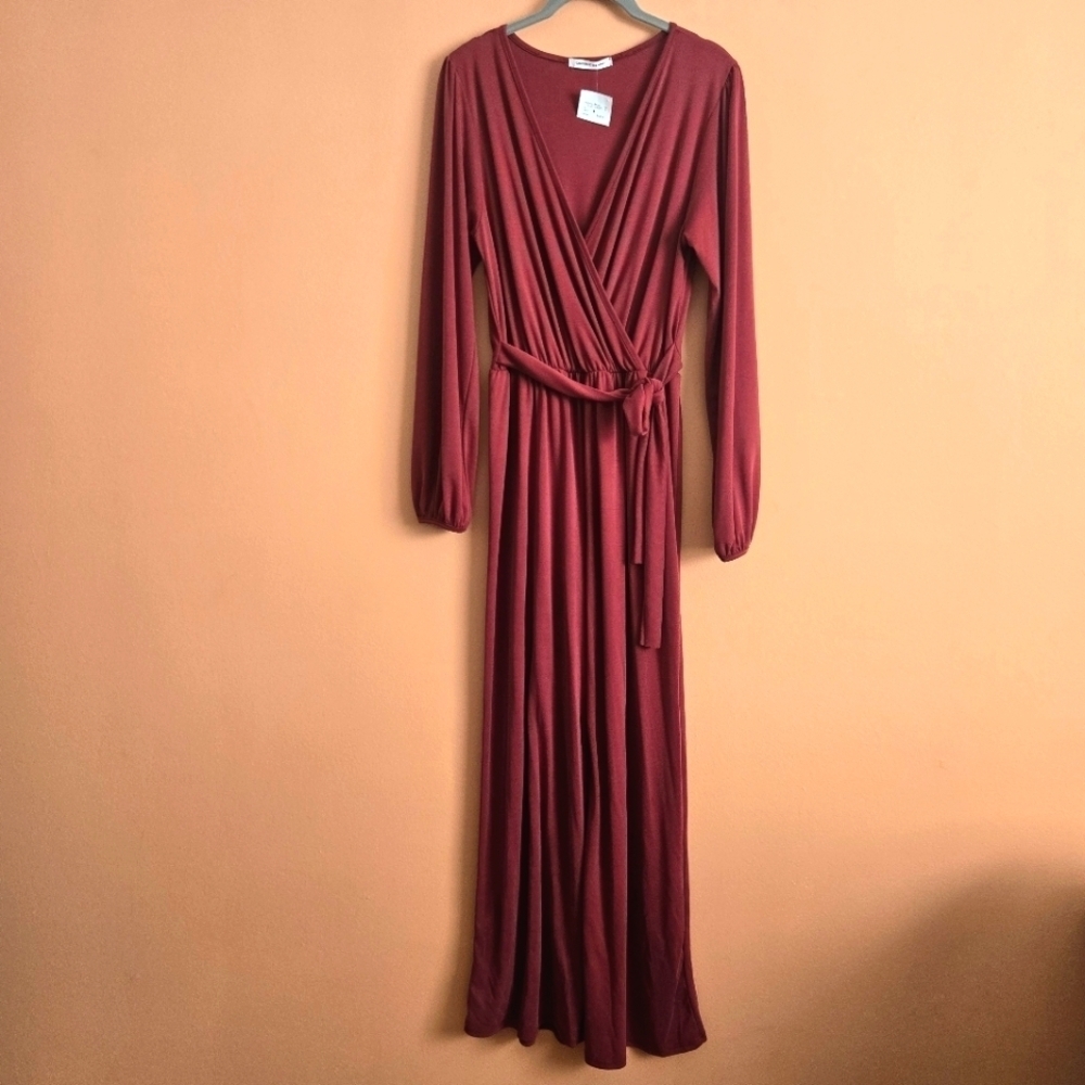 Caution to the Wind Wide-Leg Jumpsuit – Burgundy, Size L